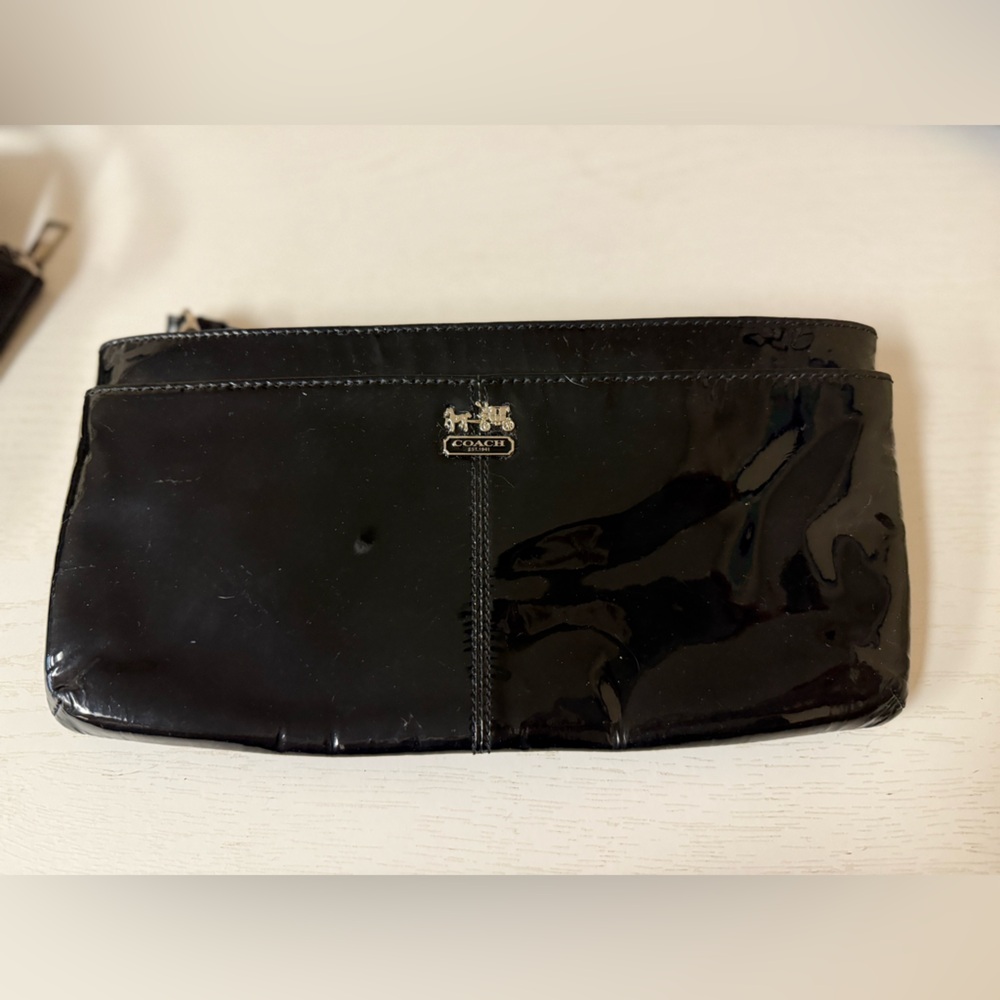 Coach Black Patent Leather Wristlet